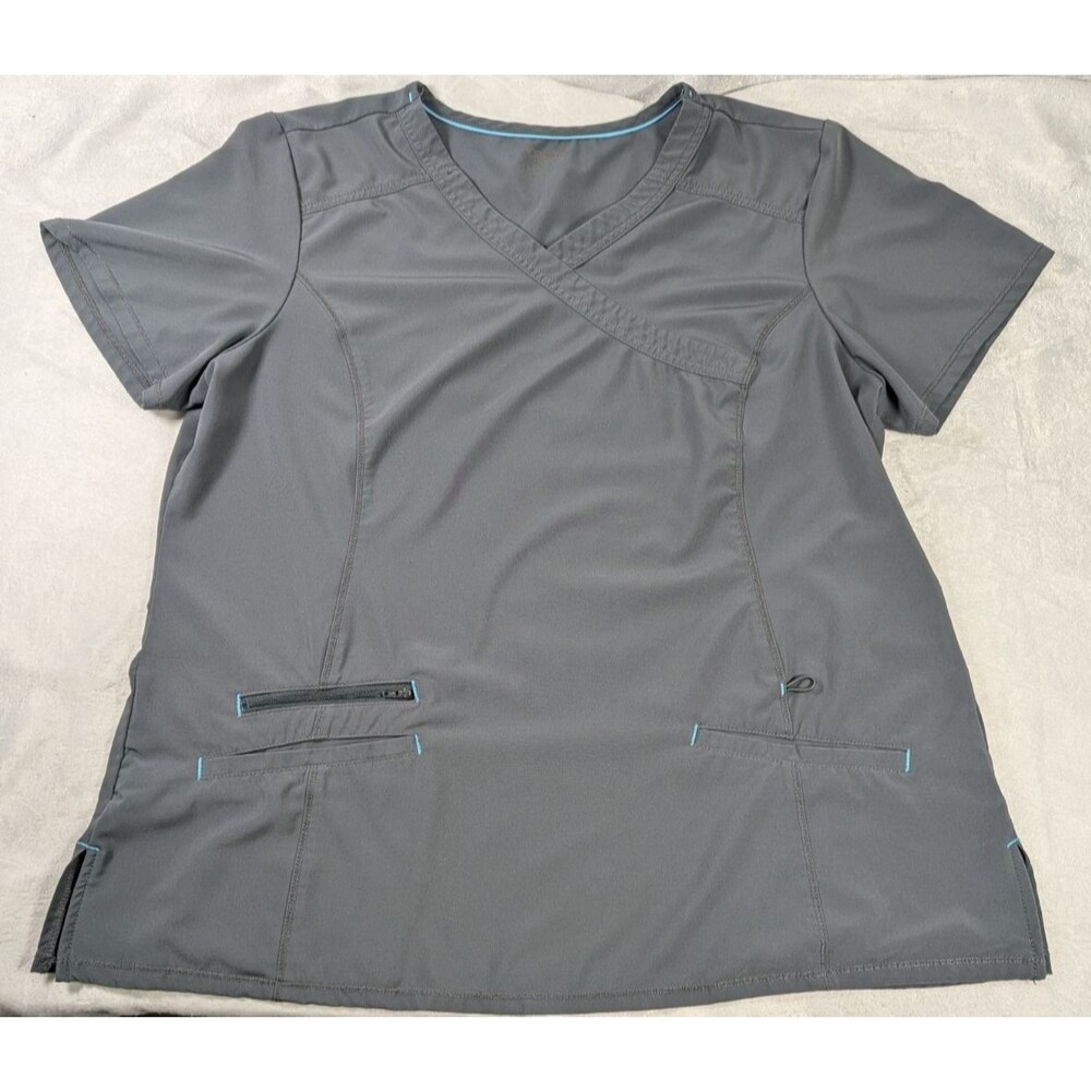 Scrubstar Professional Womens XL Pewter Gray Scrub Top WM877A Stretch Pockets